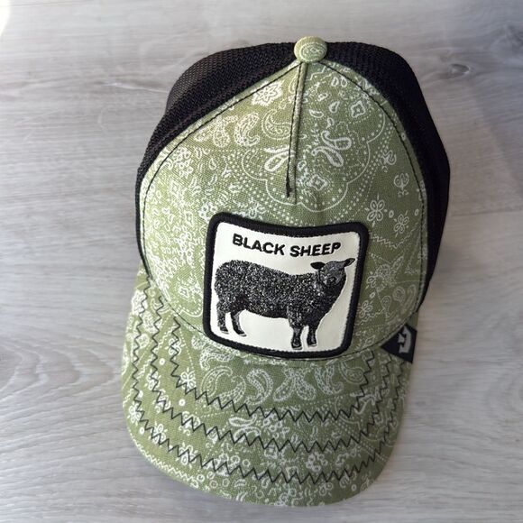 Goorin Bros. Black Sheep Parade The Farm Paisley Green/Black Trucker Hat NEW! - Picture 6 of 8